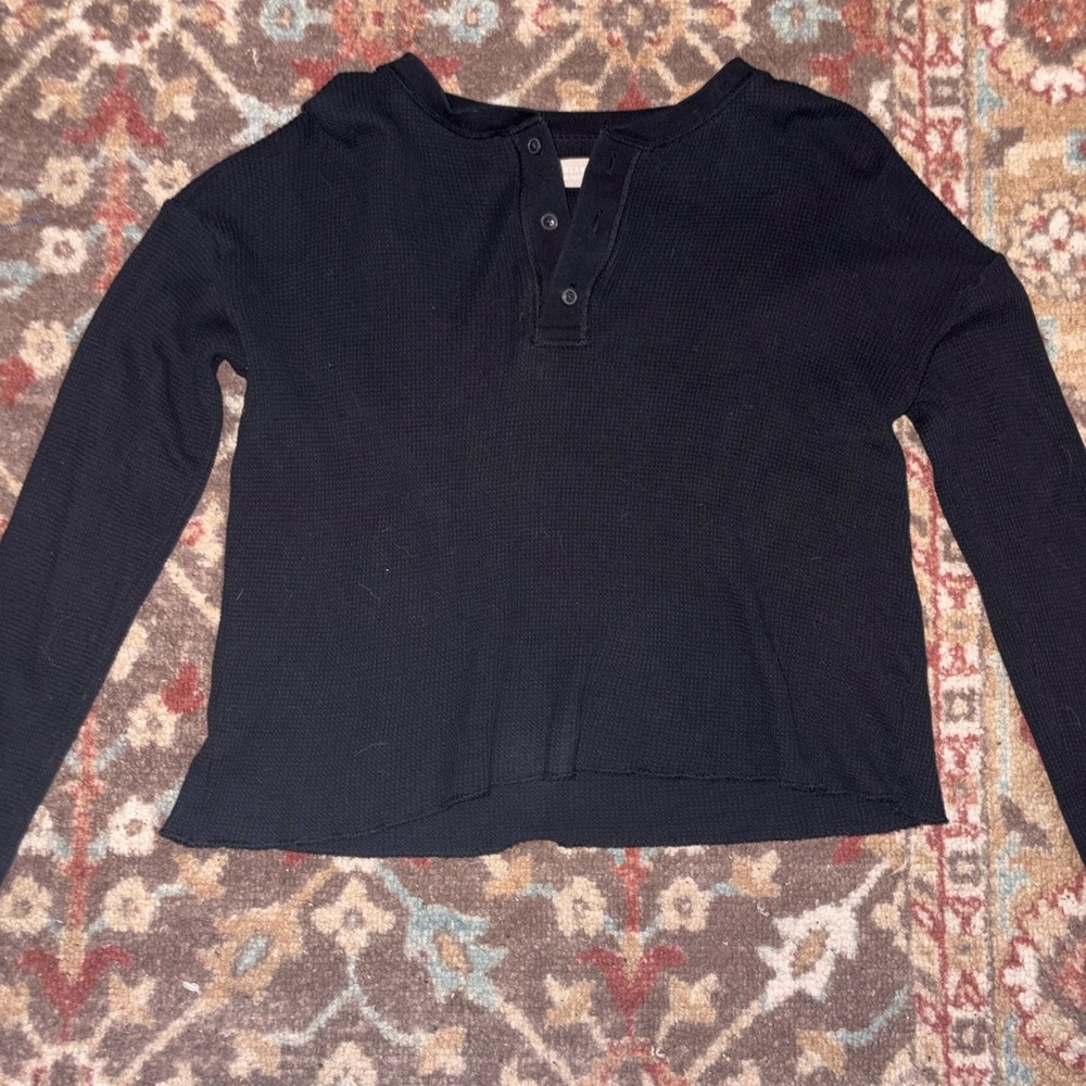 EVERLANE Women's Black Waffle Top